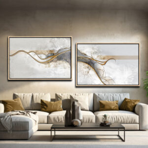 Gold and Grey Seduction Set of Two abstract art by Steve Anderson